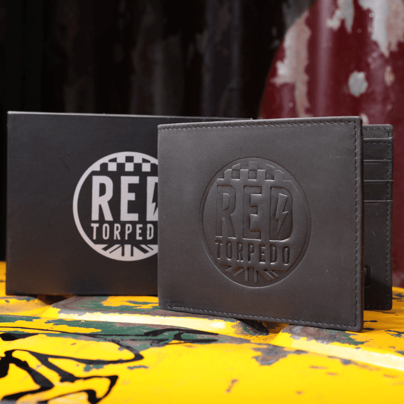 Red Torpedo Black Leather Wallet