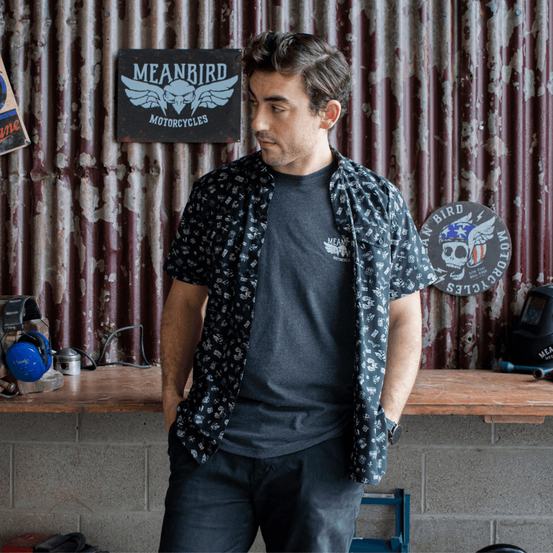Mean Bird Motorcycles 'Live Fast' (Men's) Short Sleeve Shirt