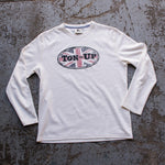 Ton Up Clothing 'Greaseplate Blighty' (Men's) Vintage White Long Sleeve Waffle Top